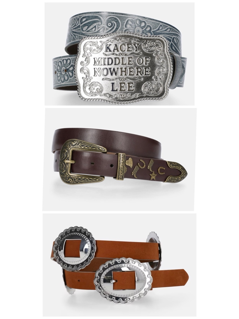 Set of 3 Leather Kacey Lee Musgraves belts XL